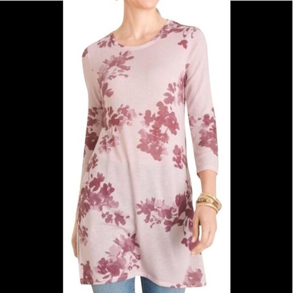 NWT🏷 CHICO’s Tunic Dusty Rose 3/4 sleeves Mauve Floral Sz 00 (XS) - Picture 9 of 9